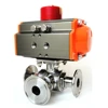 Ningbo KLQD 3 Way 316 L/T Type Pneumatic Actuator Sanitary Water Gas Ball Valve