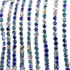 Crystal Glass Rhinestone Cup Chain Silver Base With Claw Dress Decoration Trim Applique Sew on Rhinestone Trim