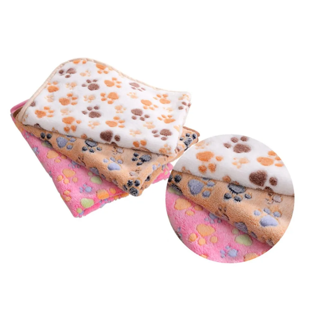 Pet mats thick blanket Cat Dog Puppy Kitten Warm Waterproof Fleece Soft Blanket Bed Mat Paw Print New