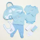 Wholesale Mommy Bag Cute Design Baby Boys Accessories Newborn Baby Boy Gift Set Romper Bib Infant Burp Clothes in Cotton