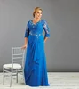 blue chiffon sequined beading v neck backless mother of the bride lace dresses
