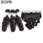 Ready to ship Fast Shipping Cheap 100 Human Indian Loose wave Hair Bundles With Lace Frontal