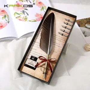 vintage writing gift goose quill ballpoint pen set feather pen