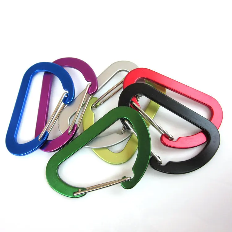5pcs/lot, High Quality, Multi-colors 7.3 x 4.5cm Aluminum Alloy Flat Mini Hiking buckle,Hiking Carabiner Hook,Carabiner Keychain