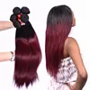 Hot selling factory cheap price high quality remy Peruvian 1b 99j red wine colored two tone ombre human hair