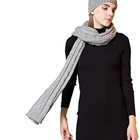 Hot selling Winter gray color jacquard warm knitted scarf