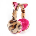 kids baby girl boy winter knit faux fur leopard earmuffs ear warmer