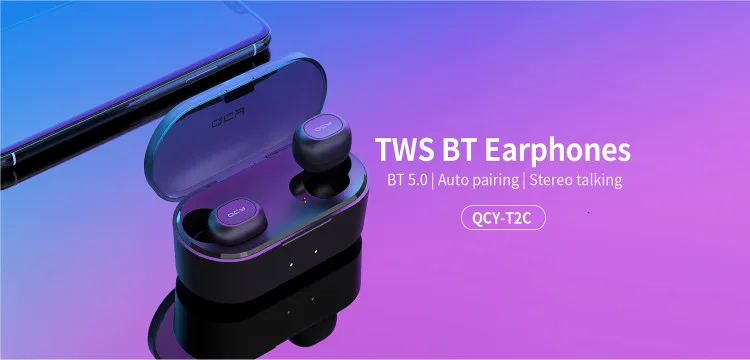 QCY QS2 TWS Bluetooth V5.0 Hoofdtelefoon 3D Stereo Sport Draadloze Koptelefoon met Dual Microfoon QCY T2C - ANKUX.COM
