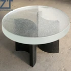 Wooden base Livingroom round glass coffee table countertop