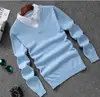 100% cotton V neck plain knitting pullover mens shirt sweater