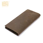 Hot sale customization coffee thin slim built-in zipper wallet leather for men