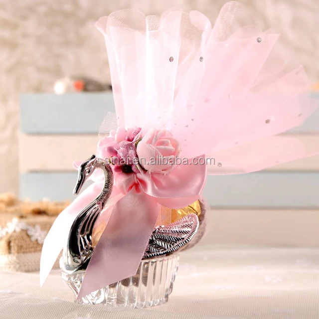decoration wedding or baby shower favor little swan candy box