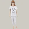 OEM tops long pants pajamas cotton nightwear cute cartoon women summer sleep wear set