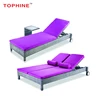 Commercial Contract TOPHINE Outdoor Furniture Single /Double Wicker Poolside Sun Lounger