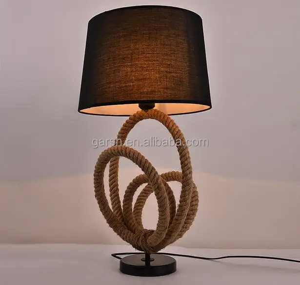 2016 new vintage brown handmade hemp rope table lamp