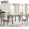 Modern Glass Top 6 Seater Dining Table Tempered Glass Table Set with chair