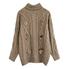 Autumn/Winter Short Knitted Retro Cable Jersey Sweater For Women