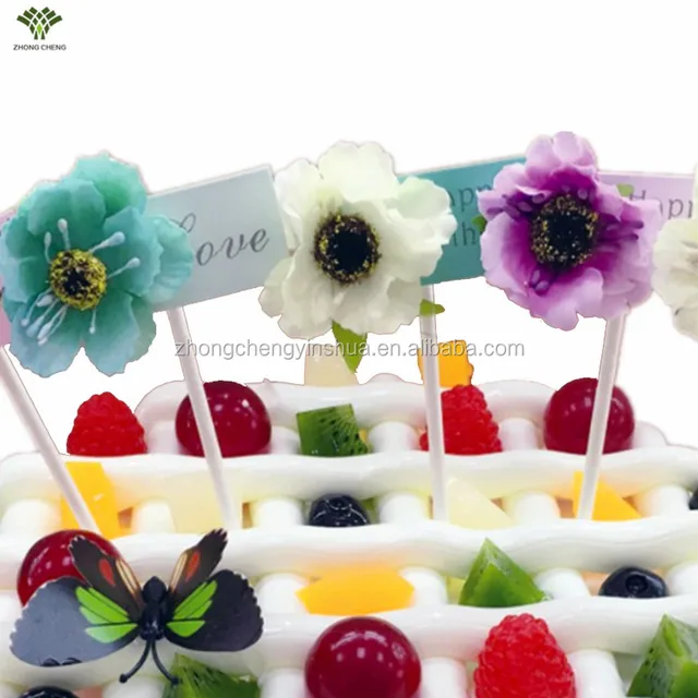 cherry cake topper artificial flower cupcake topper picks kids