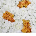 SPR ivory orange artificial rose & hydrangea flower wall backdrop for wedding party stage