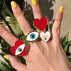 CM -Xinyee Fashion ring Evil Blue Eye Shape Ring Fashion Popular Alloy Gold Ring
