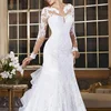 JS028 Long Tail Mermaid Wedding Dress With Half Sleeve Applique Lace Vestidos De Novia Wedding Gowns