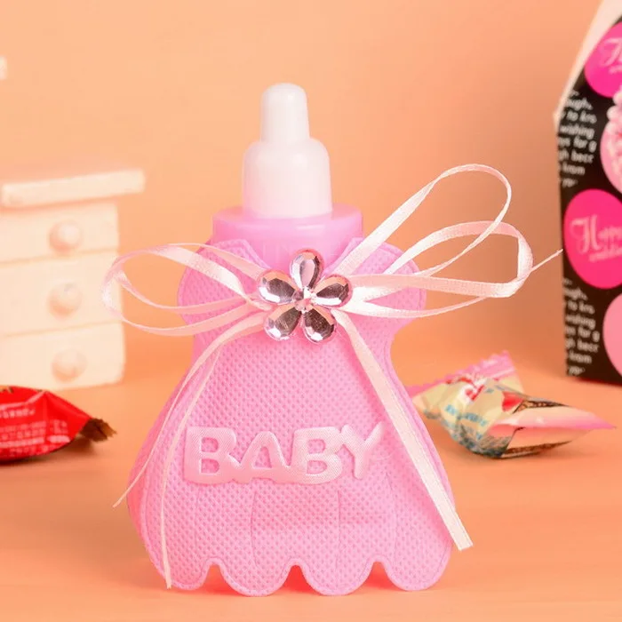 New Arrival Baby Bottle With Candy Favor Bag / Bags For Baby Shower Pink and Blue Optional