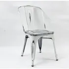 European Simple Style Wood Seat Industrial Metal Dining Chair