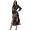 Printed long sleeve maxi floral dresses women lady