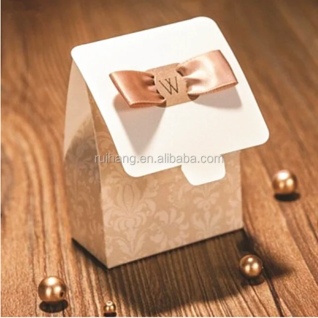 classic & luxurious golden gift box with ribbons for wedding