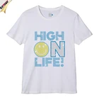 Shining Smile Life Blue Letters Iron on Crystal Pattern Shirt