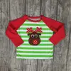 new Christmas Fall/winter baby boys children clothes boutique cotton top t-shirts raglans outfits red green striped dot reindeer