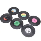 6pcs Vinyl Record Disk Coasters With Silicone Non-slip Ring For Drinks