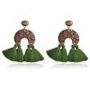QIHE Bohemia Fashion Tassel Earrings Jewelry Cotton Rope Fringe Long Dangle Earrings