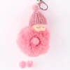Cute Sleeping Baby Doll Key Chain Real Rex Rabbit Fur Keyring Fluffy Pom Pom Keychain for Bag Car Trinket
