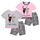 Odile 2 to 10 years sex girl leopard car outfit casual kids summer clothing sets