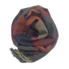 OEM promotional wooly felt oblong plaid scarf tassel shawl