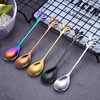 Leaf shape 18/0 Stainless steel Coffee Stirring Spoon Rose gold gift cutlery gift ice cream creative fork scoop