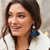 KM New Items 2018 Boho Bridesmaid Brown Fringe Tassel Earrings Handmade Fan Shape Fringe Dangle Earrings For Women Jewelry Gifts