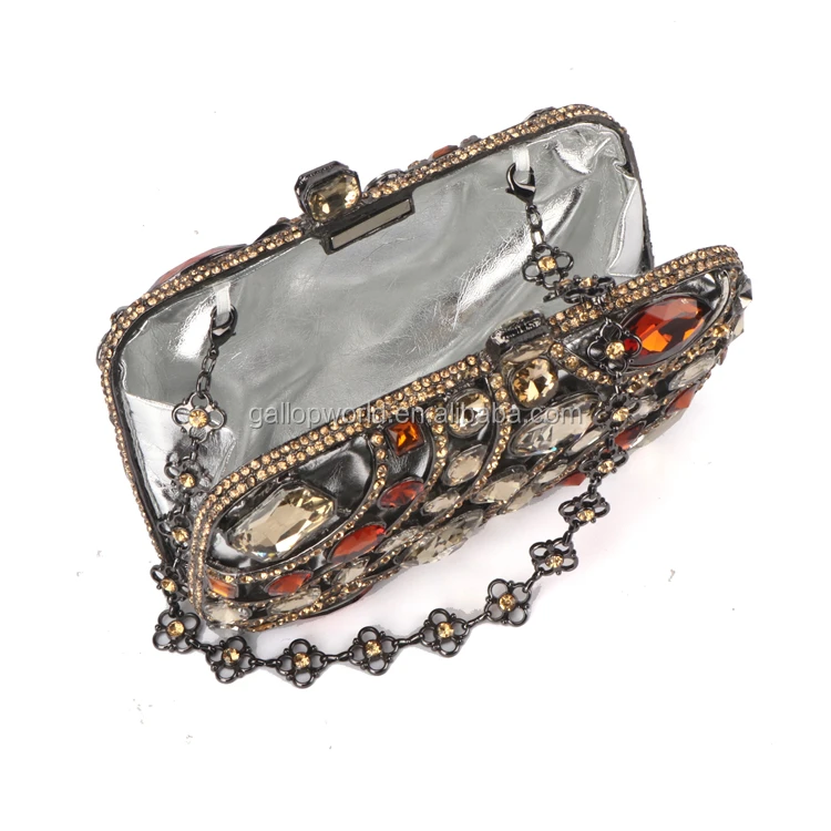 Hot Sale Fashion Handmade Metal Square Women Ladies Clutch Bag Diamond For Evening Party Decorative