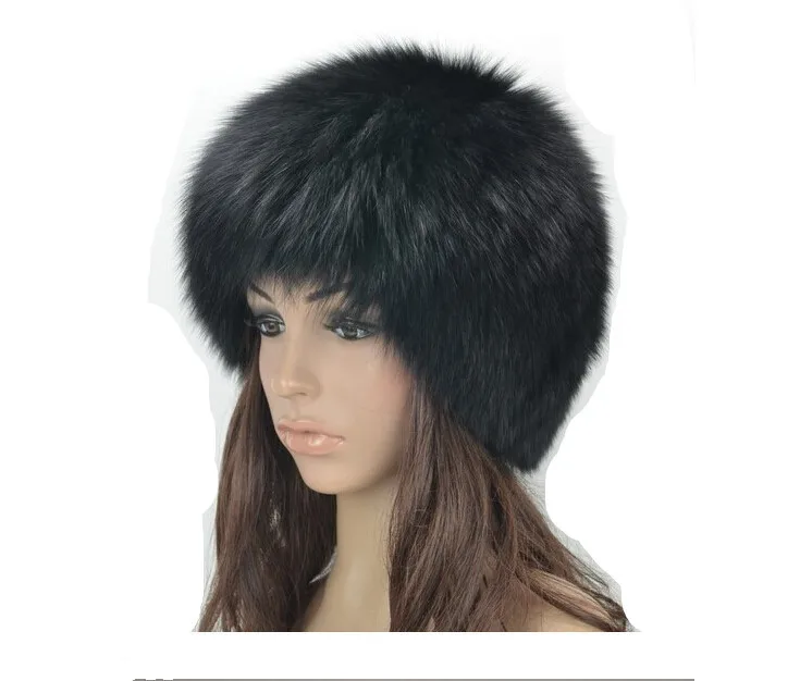 New Real Fur Hat Knitted Fox Fur Hat Women Winter Warm Female Silver Fox White Fox Furs Cap Good Gift Retail /Wholesale