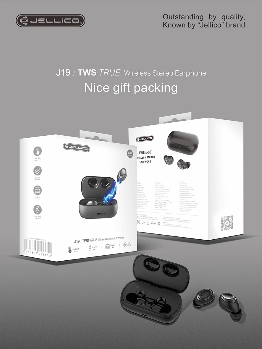 Jellico 2019 new design J19 truely In Ear tws wireless earphones bluetooth headset - ANKUX.COM