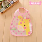 waterproof print plastic EVA PEVA baby bib with pocket
