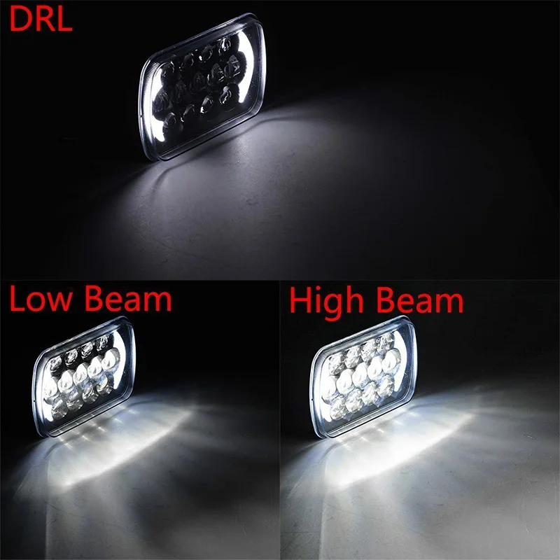 FADUIES 105W 5''x7'' Led Headlights with DRL for Jeep Wrangler YJ Cherokee XJ H6054 H5054 H6054LL 69822 6052 6053 (Black Pair) (4)