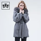 Fox Coat Real Fox Fur Hood Plus Size Coat Women 100% Cashmere Coat