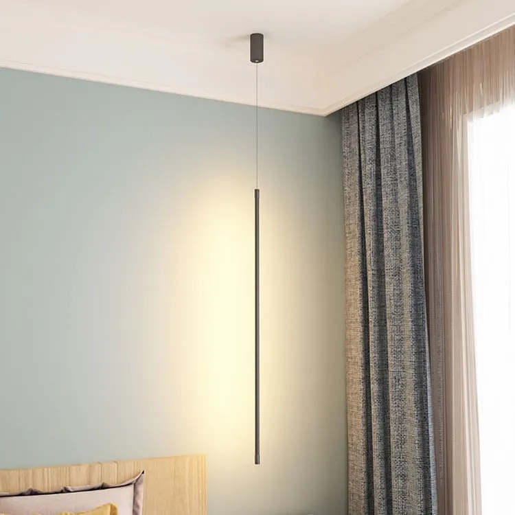 Modern Long Tube LED Hanging Lamp Cylinder linear led pendant light for Bar bedside dinning room