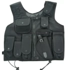 Black color nylon tactical vest, durable quality police vest, light weight nylon police vest with pouches