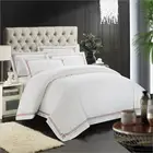 Chinese supplier 100% cotton plain white satin flanger hotel queen bed set duvet cover
