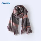 Striped knit viscose acrylic shawl scarf women hijab personalised scarf