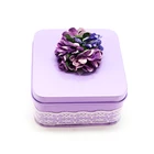 Fancy Mini Wedding Tin Gift Box Flower Tin Box