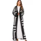 stripe abaya for muslim women fashion design with belt and long sleeve